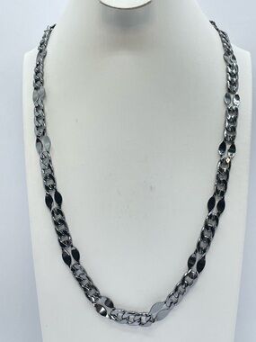 Gunmetal Figaro Chain Necklace Unisex Chunky Statement Adjustable